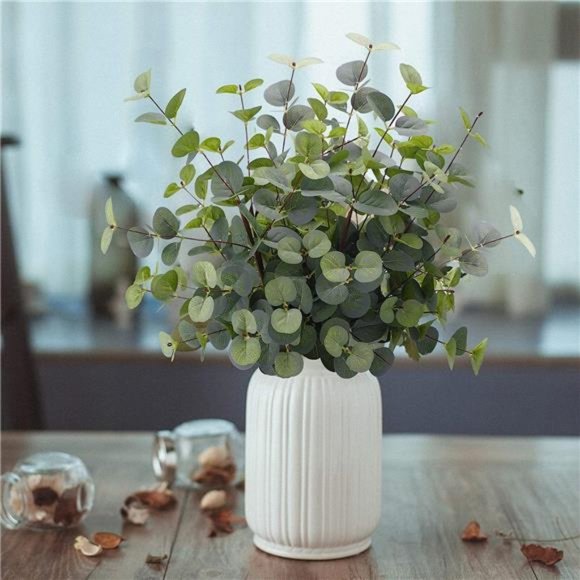 6pcs Artificial Eucalyptus Leaves Stems 25in Tall with 80Leaves FakeSilver Plant - Picture 2 of 7